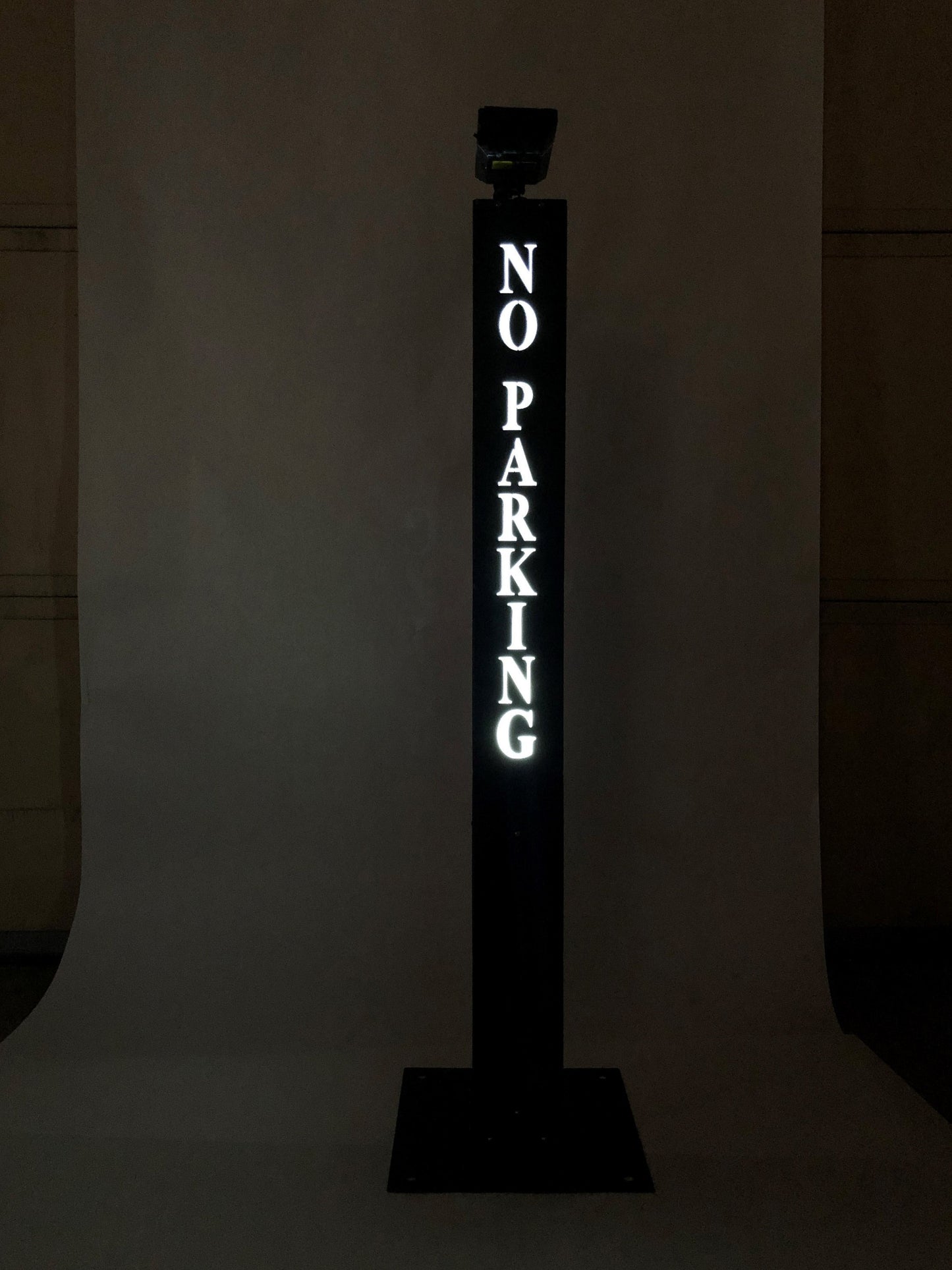 43" Tall Steel No Parking sign, Solar Powered LED lighted.