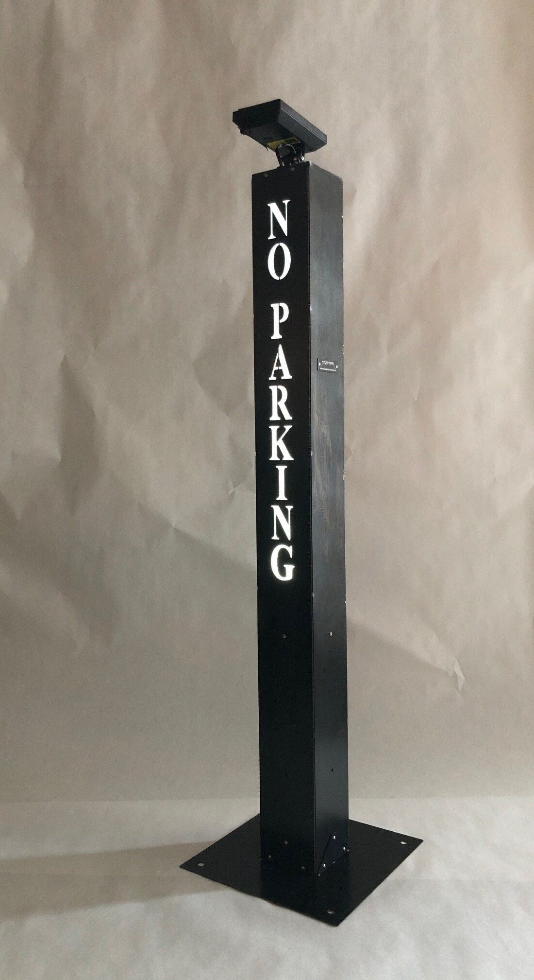 43" Tall Steel No Parking sign, Solar Powered LED lighted.